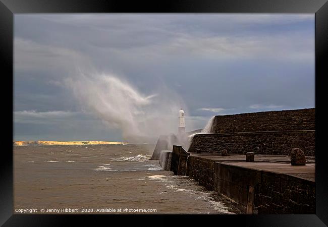 Porthcawl storm with Glamorgan heritage coastline  Framed Print by Jenny Hibbert