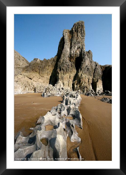 Mewslade Bay Gower showing the rocky beach Framed Mounted Print by Jenny Hibbert