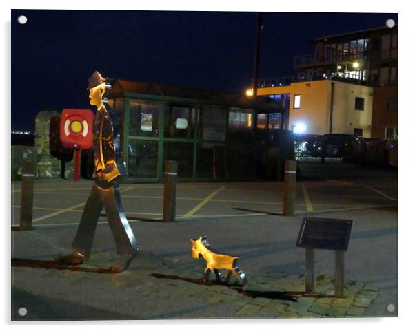 L.S.Lowry and his dog Acrylic by Jacqui Kilcoyne