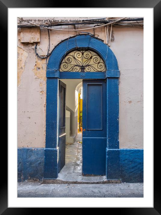 Blue door Framed Mounted Print by Fine art by Rina