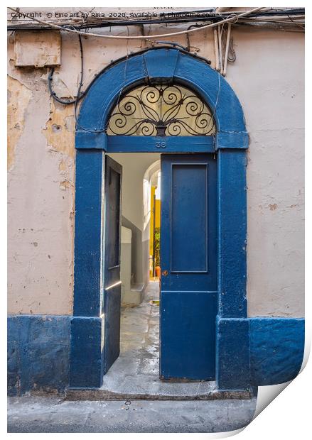 Blue door Print by Fine art by Rina