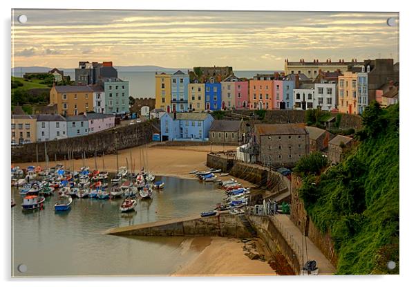 Tenby Harbour in the Morning Acrylic by Jeremy Hayden