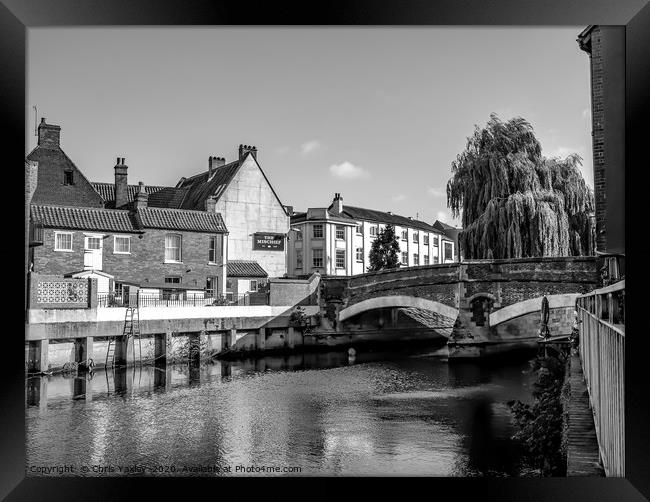 A view towards Fye Bridge and the Mischief pub, No Framed Print by Chris Yaxley