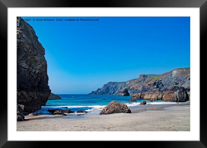 kynance cove cornwall Framed Mounted Print by Kevin Britland
