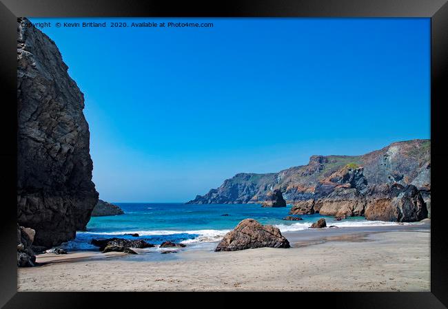 kynance cove cornwall Framed Print by Kevin Britland