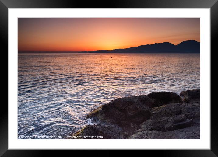 Crete Sunrise on the Rocks: Gulf of Mirabello Bay Framed Mounted Print by Kasia Design