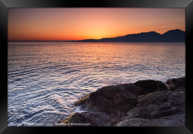 Crete Sunrise on the Rocks: Gulf of Mirabello Bay Framed Print by Kasia Design