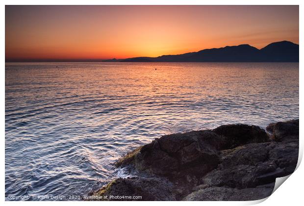 Crete Sunrise on the Rocks: Gulf of Mirabello Bay Print by Kasia Design