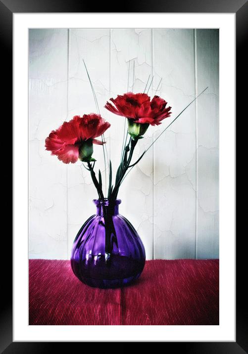 Red Flowers in Purple Vase Framed Mounted Print by Simon Gladwin