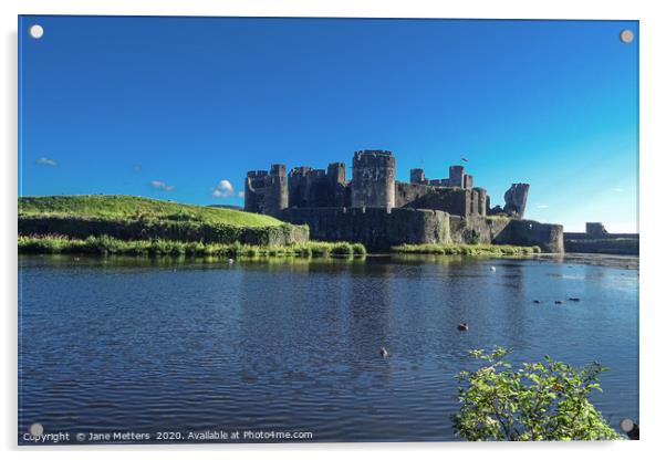 Caerphilly Castle   Acrylic by Jane Metters