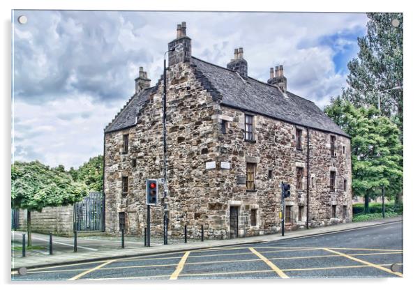 Oldest House Glasgow Acrylic by Valerie Paterson