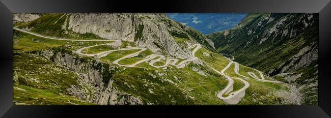 Gotthard Pass Street in Switzerland Framed Print by Erik Lattwein