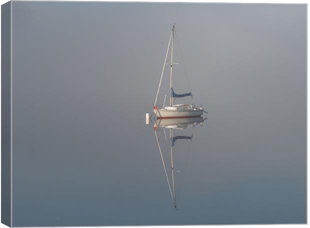 Yacht in mist Canvas Print by paul green