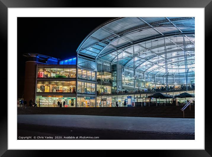 Norwich Forum at night Framed Mounted Print by Chris Yaxley