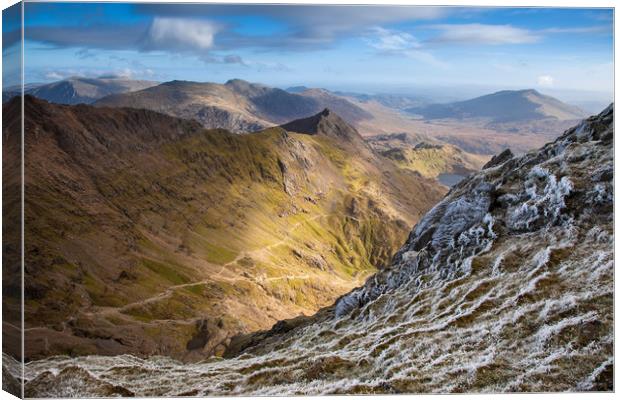 Views from Snowdon the highest mountain in England Canvas Print by Gail Johnson