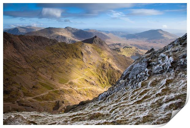 Views from Snowdon the highest mountain in England Print by Gail Johnson