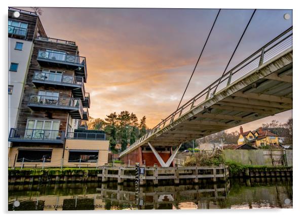 The Norwich city Friendship bridge  Acrylic by Chris Yaxley