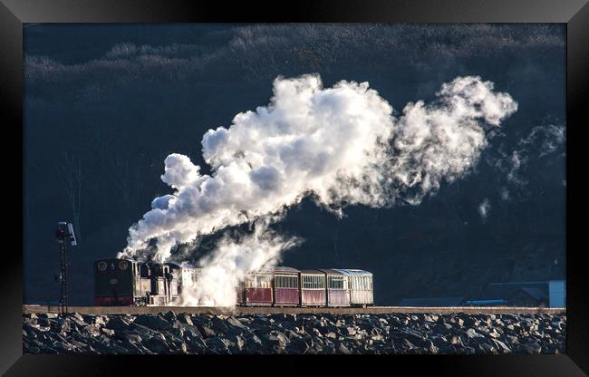 Ffestiniog & Welsh Highland steam train going over Framed Print by Gail Johnson