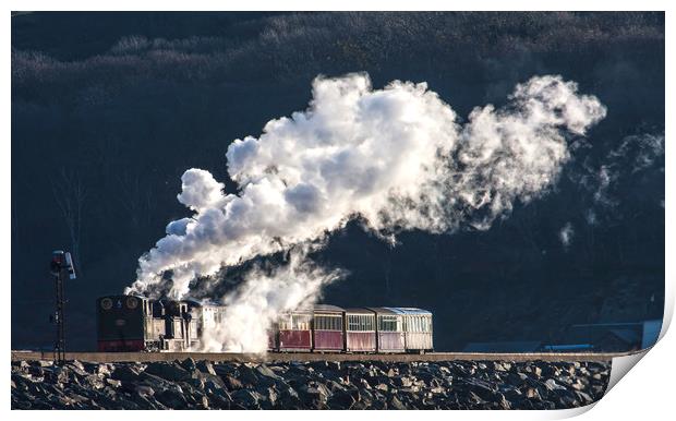 Ffestiniog & Welsh Highland steam train going over Print by Gail Johnson