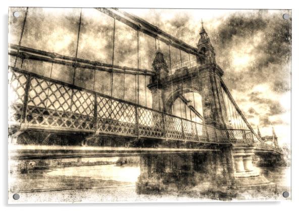 Vintage Hammersmith Bridge London Acrylic by David Pyatt