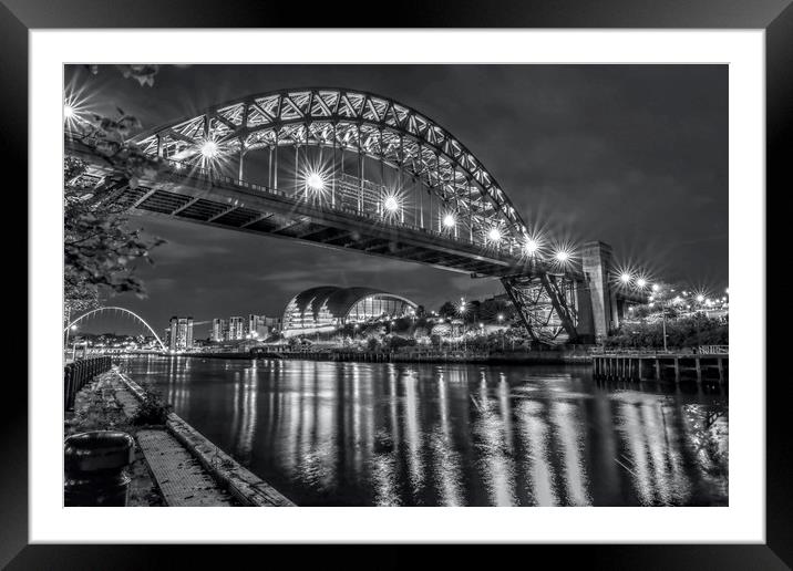 Newcastle Quayside Tyne Bridge Framed Mounted Print by David Thompson