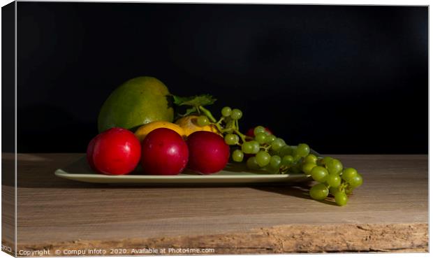 still life with a green bowl with fruit Canvas Print by Chris Willemsen