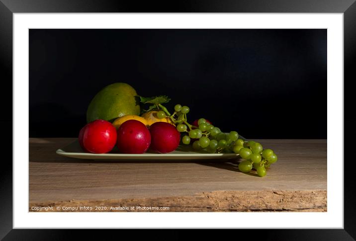 still life with a green bowl with fruit Framed Mounted Print by Chris Willemsen
