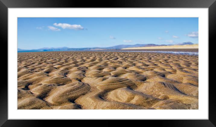 The textures of sand at the beach Framed Mounted Print by Simon Marlow
