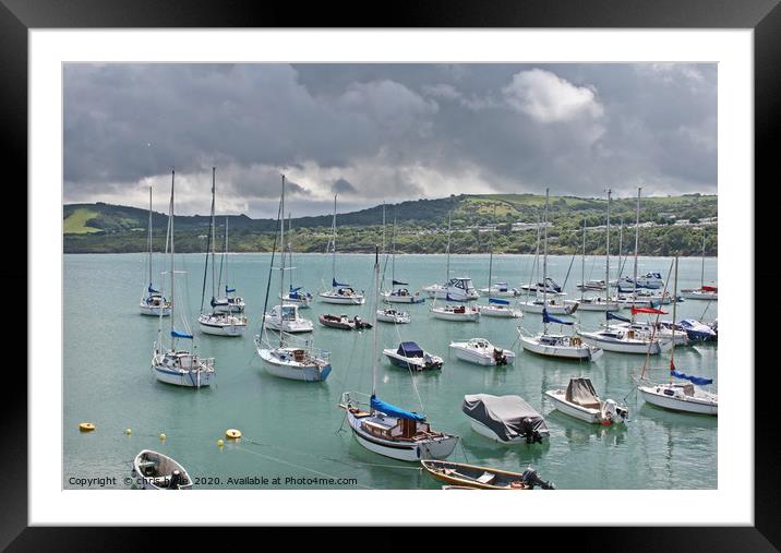 Yachts in New Quay Wales Framed Mounted Print by chris hyde