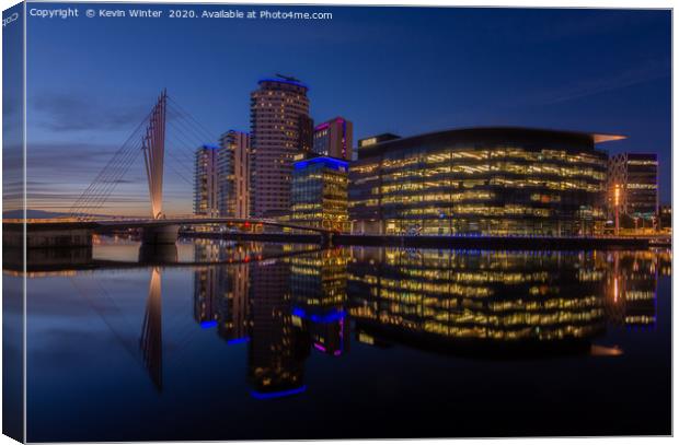 Bridge to the BBC at Salford Quays, Canvas Print by Kevin Winter