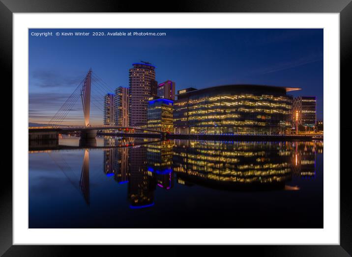Bridge to the BBC at Salford Quays, Framed Mounted Print by Kevin Winter