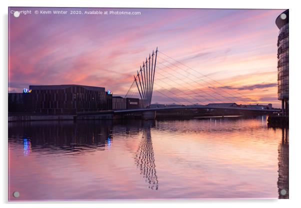 Sunset over Salford Quay Acrylic by Kevin Winter