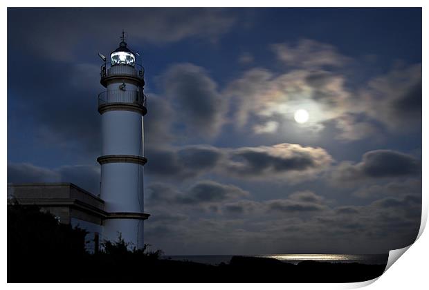 Lighthouse at night Print by Chris Owen