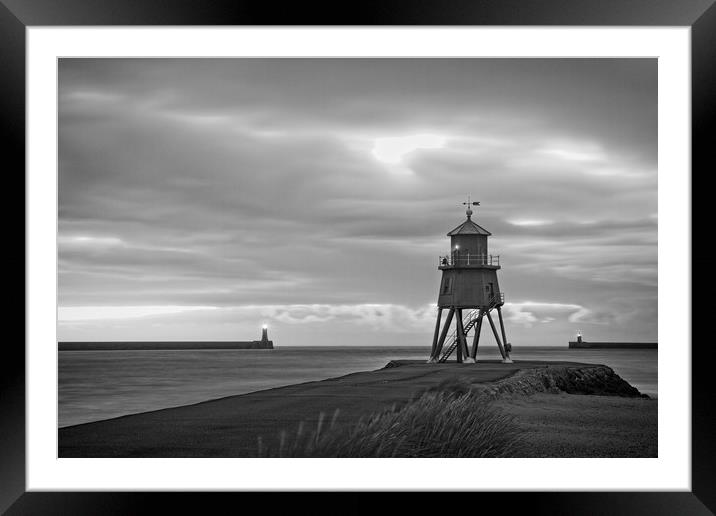 Herd Groyne Lighthouse Sunrise, South Shields Framed Mounted Print by Rob Cole