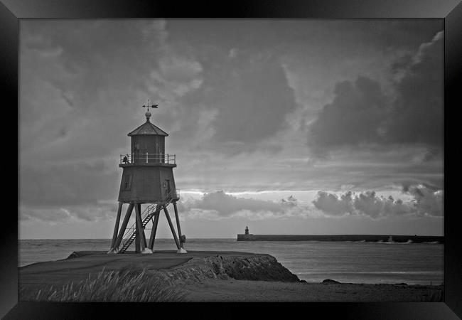 Herd Groyne Lighthouse Sunrise, South Shields Framed Print by Rob Cole