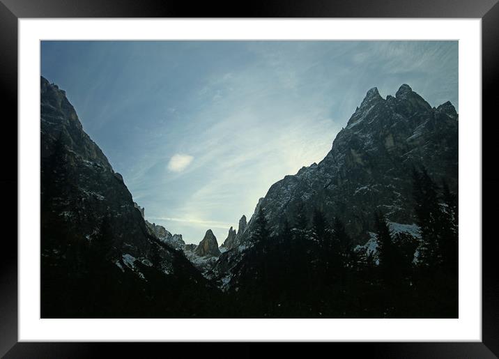 Dolomites, mountains in back light Framed Mounted Print by Luisa Vallon Fumi