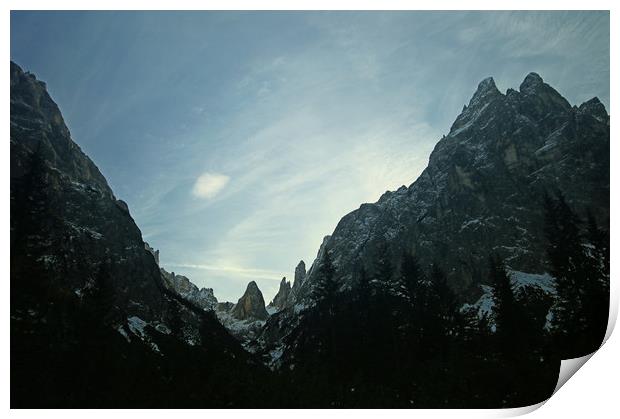 Dolomites, mountains in back light Print by Luisa Vallon Fumi