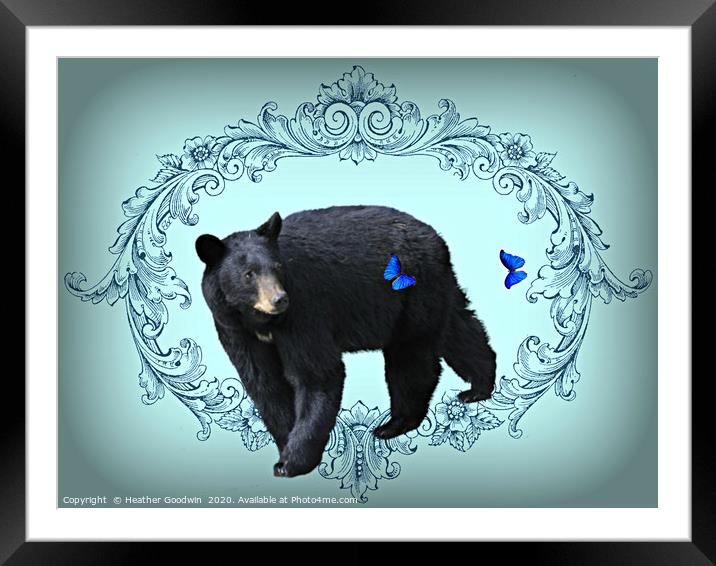 The Bear and the Butterflies Framed Mounted Print by Heather Goodwin