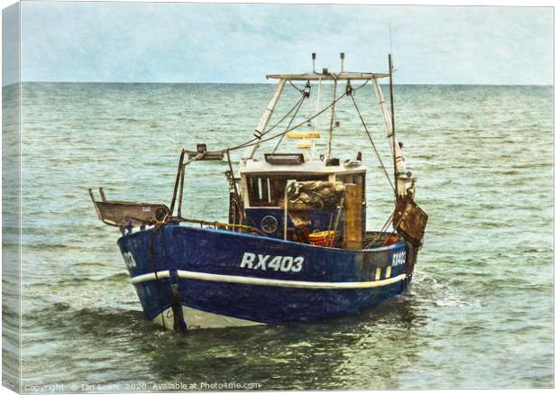 Fishing Boat Leaving the Beach Canvas Print by Ian Lewis