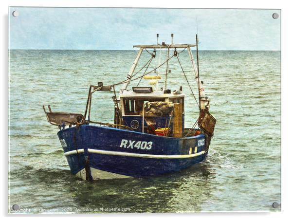 Fishing Boat Leaving the Beach Acrylic by Ian Lewis