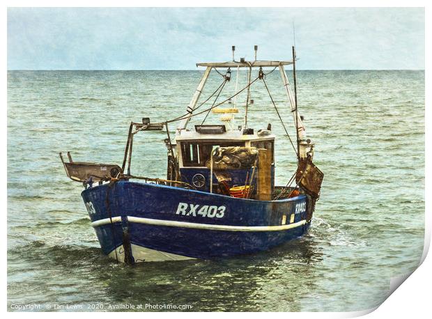 Fishing Boat Leaving the Beach Print by Ian Lewis