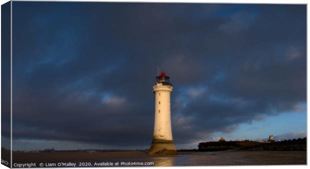 New Brighton Lighthouse at Dusk, Wirral Canvas Print by Liam Neon