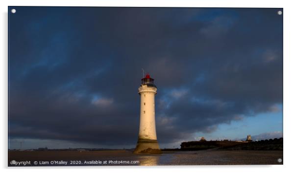 New Brighton Lighthouse at Dusk, Wirral Acrylic by Liam Neon