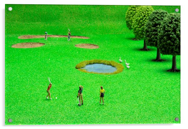 Little Golfers 1 Acrylic by Steve Purnell