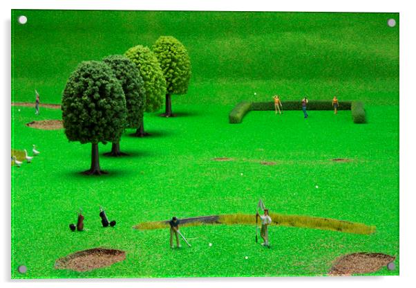 Little Golfers 2 Acrylic by Steve Purnell