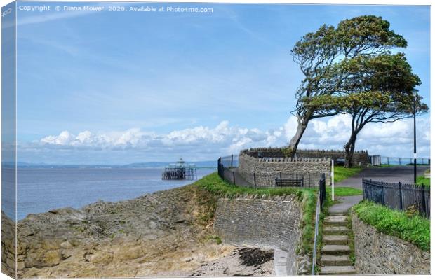 Clevedon Beach and Pier Somerset Canvas Print by Diana Mower