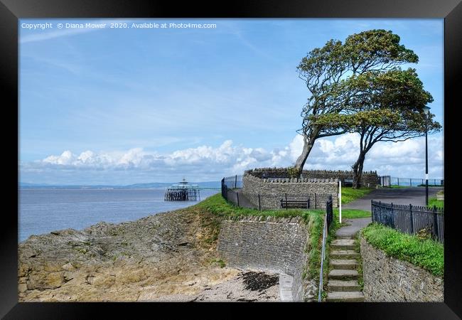 Clevedon Beach and Pier Somerset Framed Print by Diana Mower