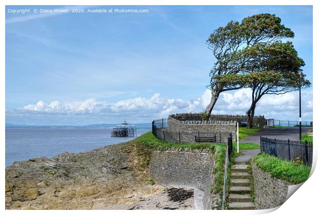 Clevedon Beach and Pier Somerset Print by Diana Mower