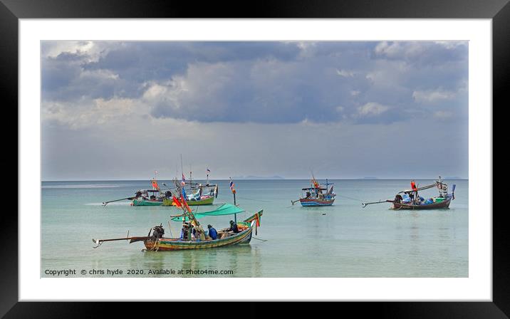 Fishing Boats in Kho Samui Framed Mounted Print by chris hyde