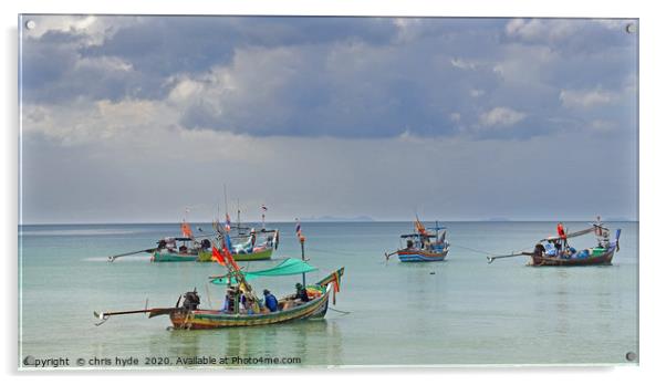 Fishing Boats in Kho Samui Acrylic by chris hyde